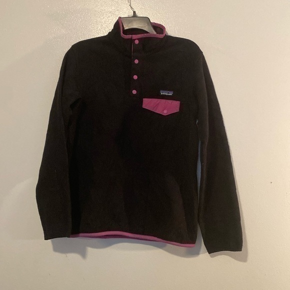 Patagonia Synchilla Snap Black/Pink Fleece Pullover Jacket Women's Small